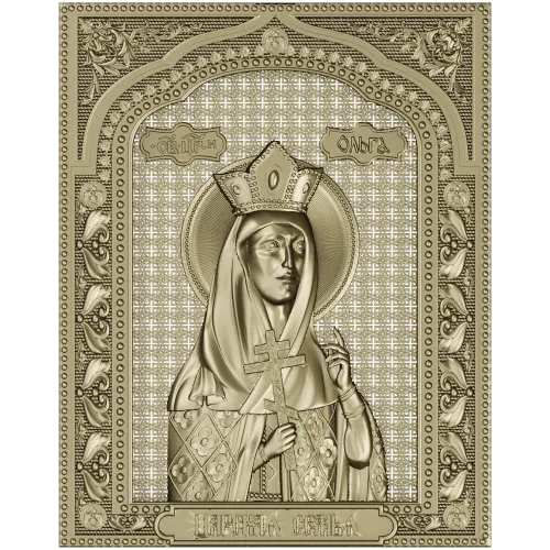 Saint Olga icon relief - STL model for CNC carving