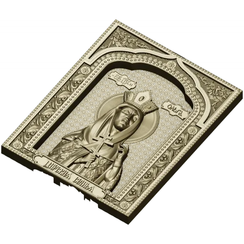 Saint Olga icon relief - STL model for CNC carving