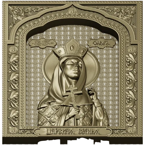 Saint Olga icon relief - STL model for CNC carving