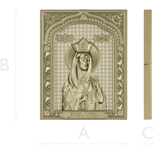 Saint Olga icon relief - STL model for CNC carving