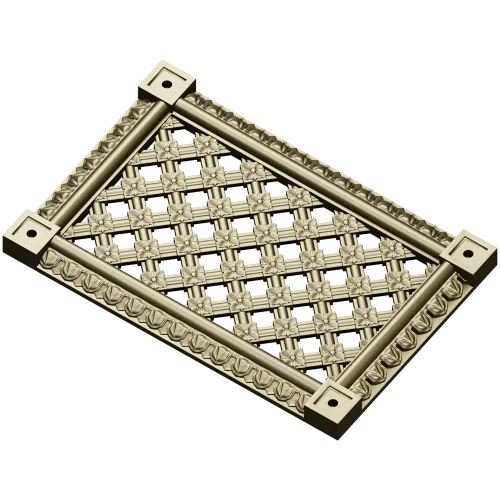 Декоративная решётка с ромбическим узором и розетками - 3D модель STL для ЧПУ