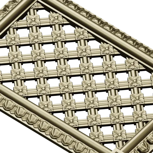 Декоративная решётка с ромбическим узором и розетками - 3D модель STL для ЧПУ