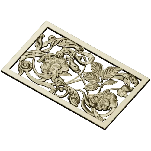 Ornamental Floral Grille STL for CNC