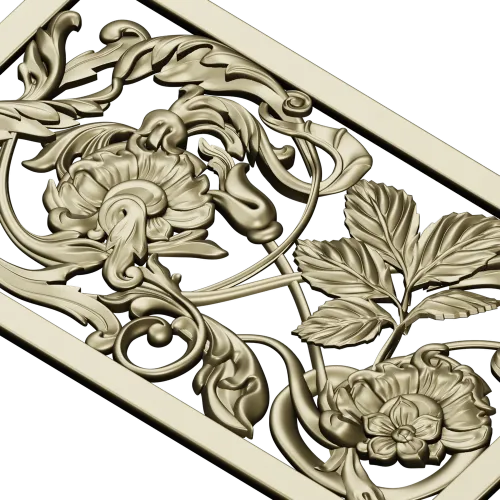Ornamental Floral Grille STL for CNC