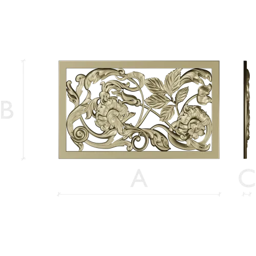 Ornamental Floral Grille STL for CNC