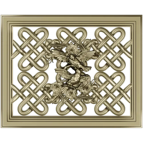 Celtic Knot Lattice Panel with Birds - STL 3D Model for CNC