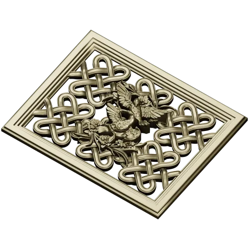 Celtic Knot Lattice Panel with Birds - STL 3D Model for CNC