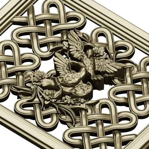Celtic Knot Lattice Panel with Birds - STL 3D Model for CNC