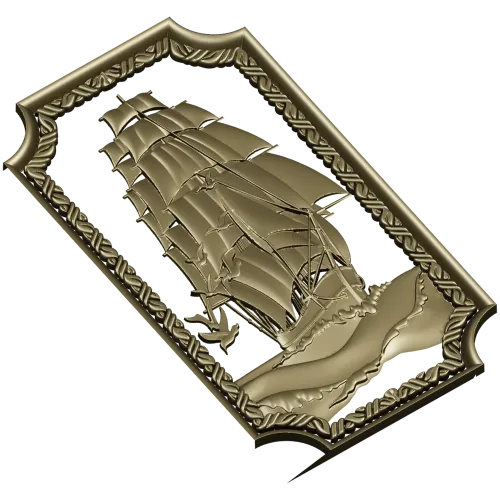 Панель "Парусник на волнах" - 3D модель STL для ЧПУ