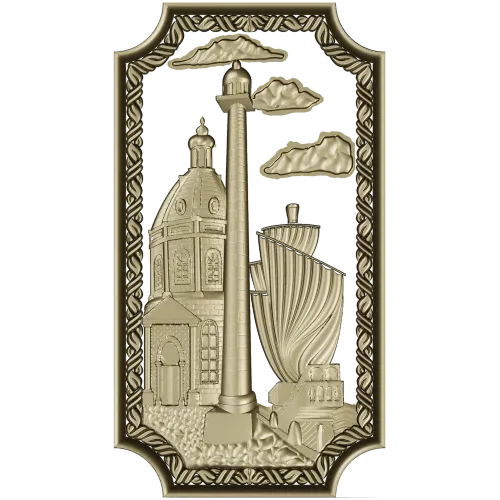 Harbor Relief Panel - STL 3D model for CNC carving