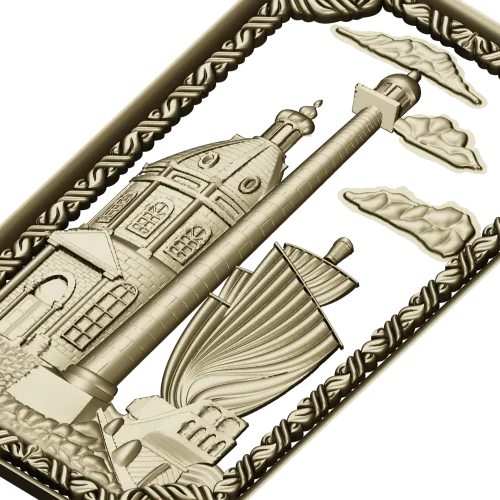 Harbor Relief Panel - STL 3D model for CNC carving