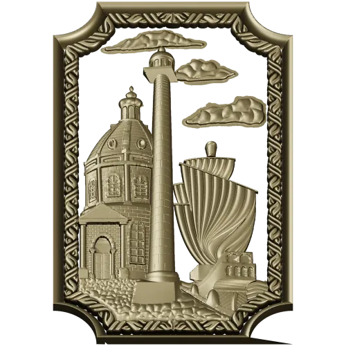 Harbor Relief Panel - STL 3D model for CNC carving