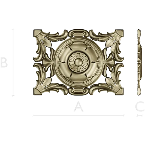 Baroque Acanthus Rosette Panel - STL 3D Model for CNC