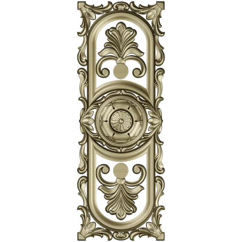 Baroque Vertical Rosette Panel - STL 3D Model for CNC