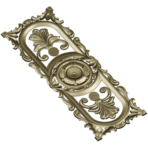 Baroque Vertical Rosette Panel - STL 3D Model for CNC