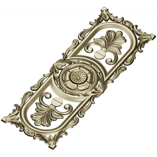 Baroque Vertical Rosette Panel - STL 3D Model for CNC