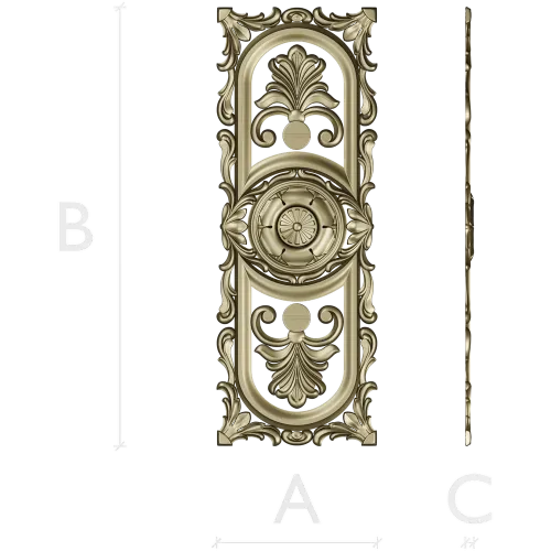 Baroque Vertical Rosette Panel - STL 3D Model for CNC