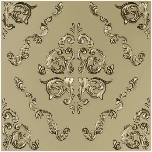 Baroque Square Rosette Panel - STL 3D Model for CNC Router