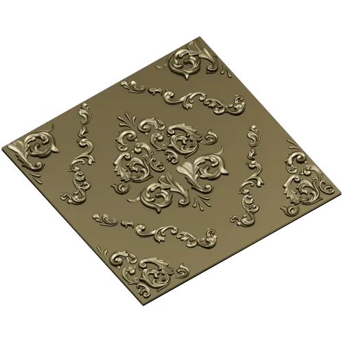 Baroque Square Rosette Panel - STL 3D Model for CNC Router