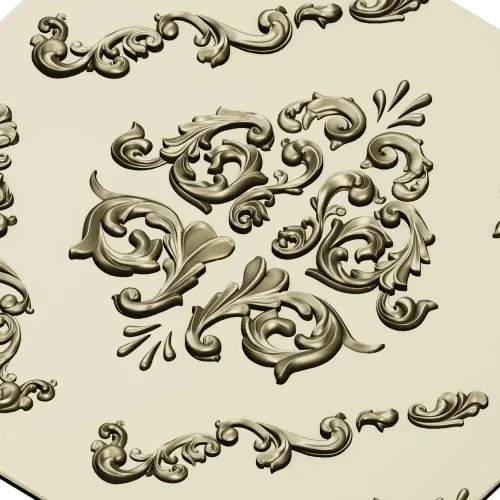 Baroque Square Rosette Panel - STL 3D Model for CNC Router