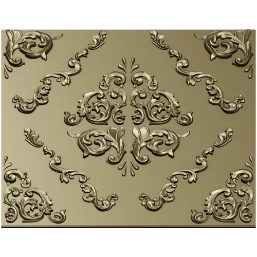 Baroque Square Rosette Panel - STL 3D Model for CNC Router