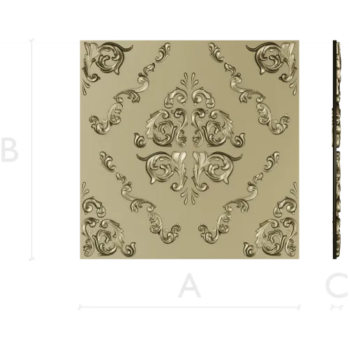Baroque Square Rosette Panel - STL 3D Model for CNC Router