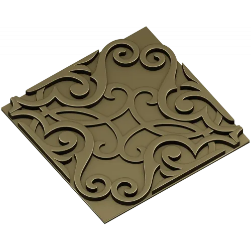 Ornamental Arabesque Square Panel STL for CNC