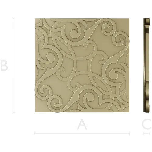 Ornamental Arabesque Square Panel STL for CNC