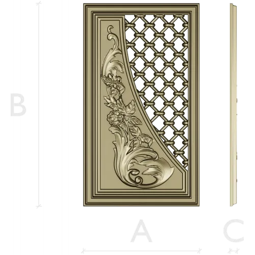 Baroque Lattice & Scroll Decorative Panel STL