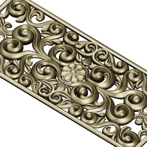 Baroque Floral Openwork Panel STL for CNC