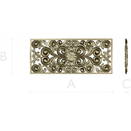 Baroque Floral Openwork Panel STL for CNC