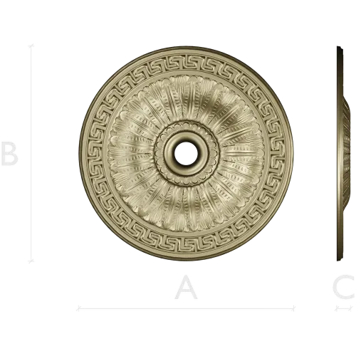 Helios Rosette - high-relief ceiling rosette STL for CNC