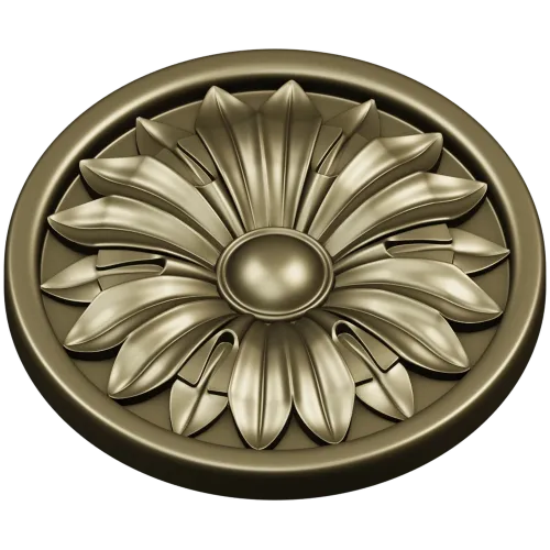 Round Floral Rosette STL 3D Model for CNC Router