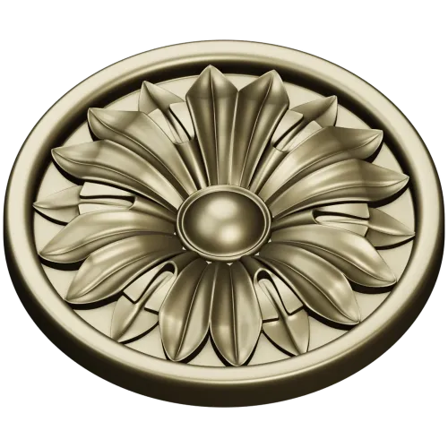 Round Floral Rosette STL 3D Model for CNC Router