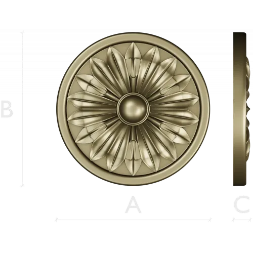 Round Floral Rosette STL 3D Model for CNC Router