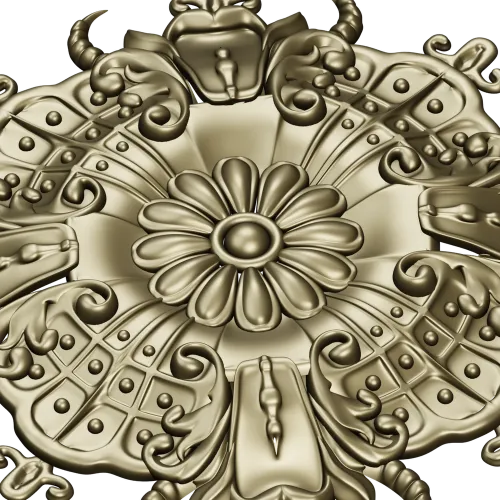 Ornate Floral Rosette STL for CNC Carving