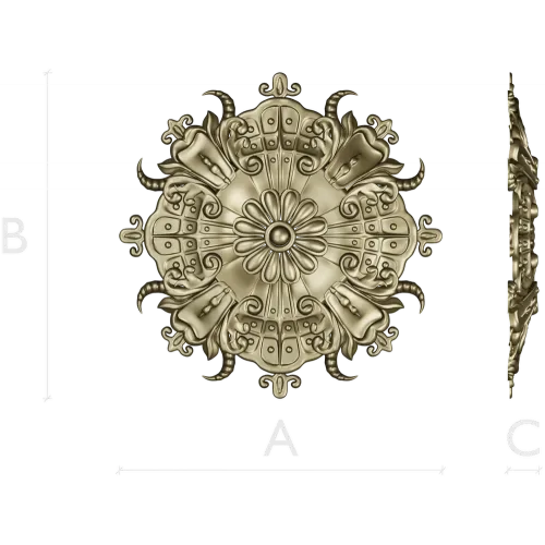 Ornate Floral Rosette STL for CNC Carving
