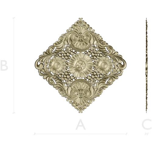 Diamond Baroque Rosette - STL 3D model for CNC routing