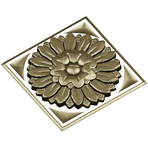 Sunburst square rosette STL 3D model for CNC