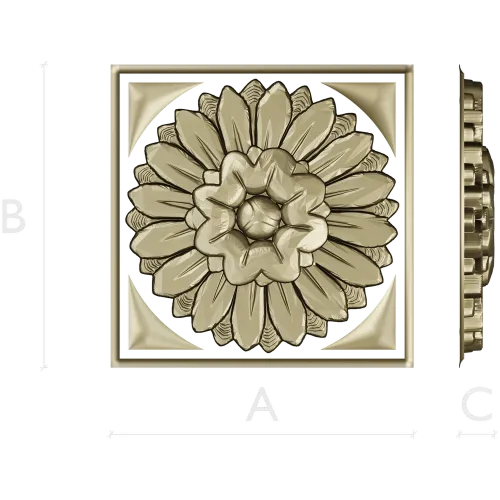 Sunburst square rosette STL 3D model for CNC