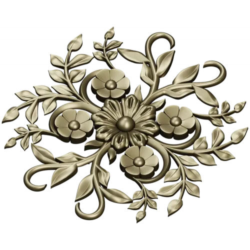 Floral Sunburst Rosette - STL 3D model for CNC