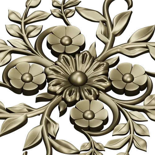 Floral Sunburst Rosette - STL 3D model for CNC
