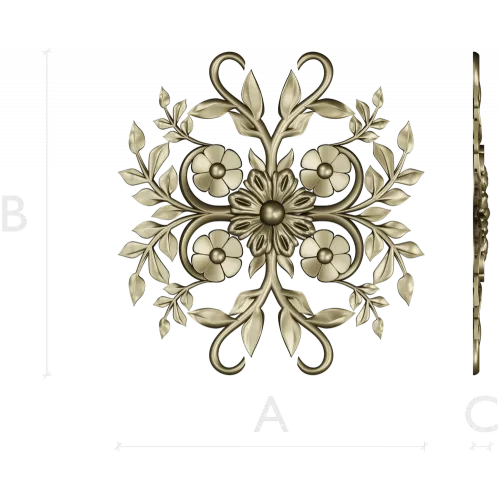 Floral Sunburst Rosette - STL 3D model for CNC
