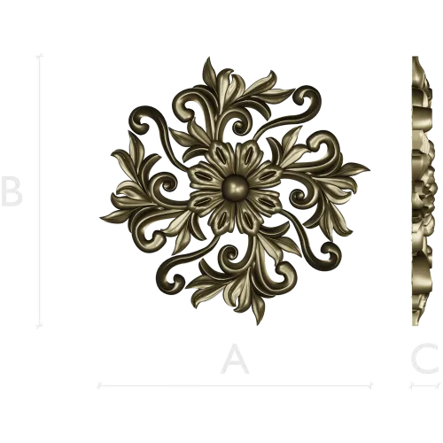 Florentine Bloom Rosette - detailed STL 3D model for CNC milling
