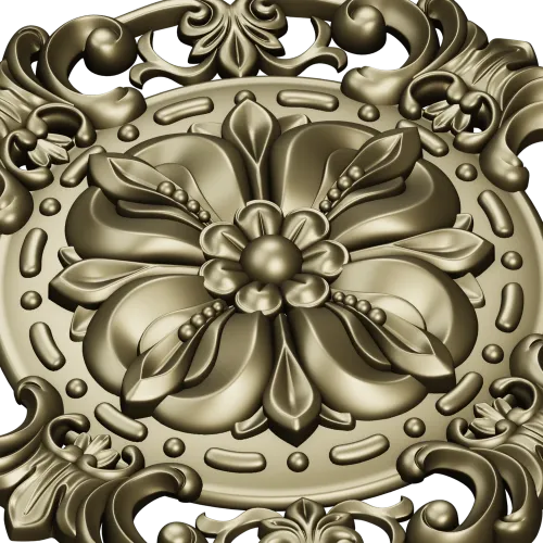 Baroque Floral Rosette STL for CNC