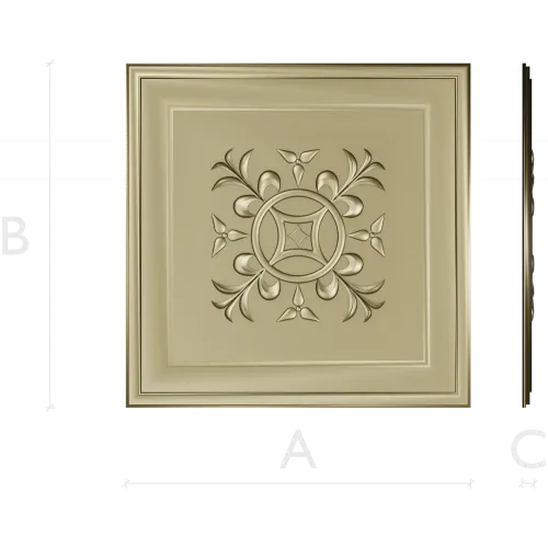 Square Rosette STL - Ornate Medallion 3D Model for CNC