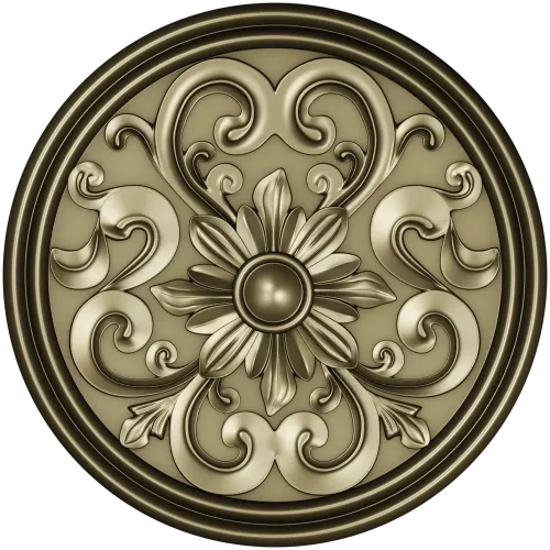 Round Floral Rosette STL 3D Model for CNC Carving