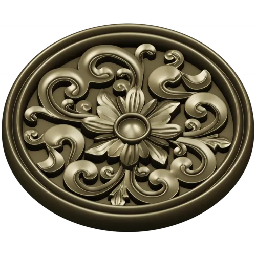 Round Floral Rosette STL 3D Model for CNC Carving