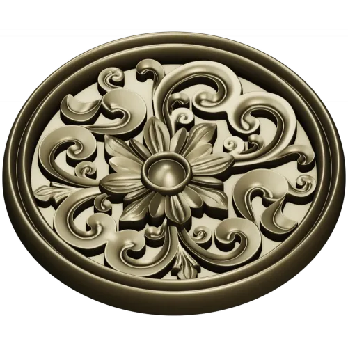 Round Floral Rosette STL 3D Model for CNC Carving