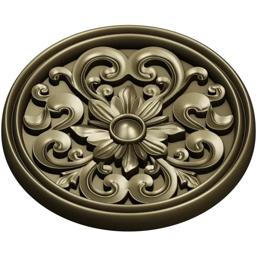 Round Floral Rosette STL 3D Model for CNC Carving